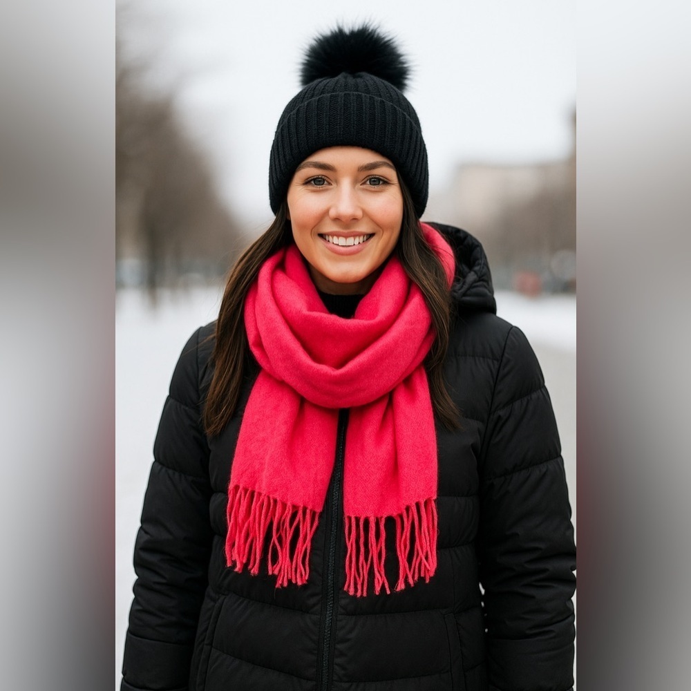 Divided by H&M Hot Pink Winter scarf Knit cashmere? Acrylic?